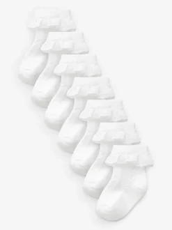 White Lace Baby Socks 7 Pack (0mths-2yrs)