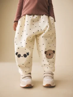 White Mono Spot Bears Embellished Barrel Trousers (3mths-7yrs)