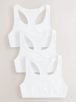 White Racer Back Crop Tops 3 Pack (5-16yrs)