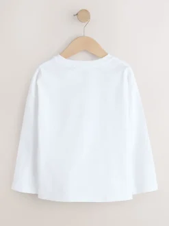 White Rainbow Hearts Long Sleeve Sequin Top (3-16yrs)