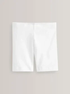 White Regular Length 2 Pack Cotton Rich Stretch Cycle Shorts (3-16yrs)