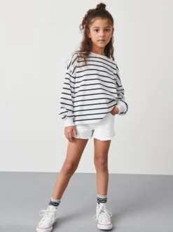 White Regular Length Frayed Edge Denim Shorts (3-16yrs)