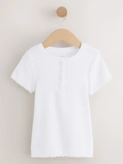 White Ribbed Placket T-Shirt (3-16yrs)