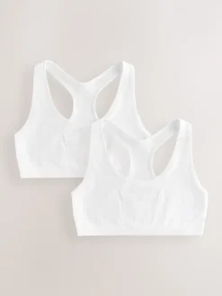 White Seamfree Racer Crop Tops 2 Pack (7-16yrs)