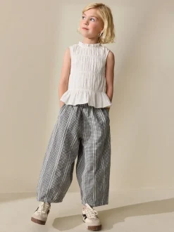 White Shirred Sleeveless Blouse (3-16yrs)