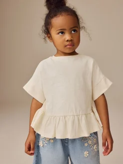 White Short Sleeve Peplum T-Shirt (3mths-7yrs)