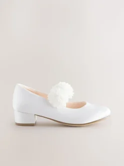 White Stain Resistant Satin Wide Fit (G) Occasion Heeled Corsage Shoes