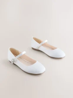 White Stain Resistant Satin Standard Fit (F) Mary Jane Occasion Shoes