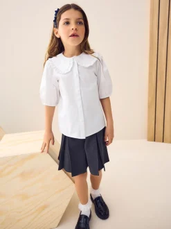 White Touch Fastening Cotton Rich Frill Collar School Blouse (3-14yrs)