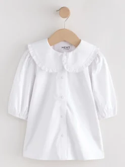 White Touch Fastening Cotton Rich Frill Collar School Blouse (3-14yrs)