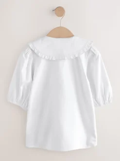 White Touch Fastening Cotton Rich Frill Collar School Blouse (3-14yrs)