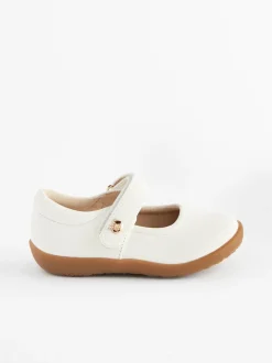 White Wide Fit (G) First Walker Mary Jane Shoes