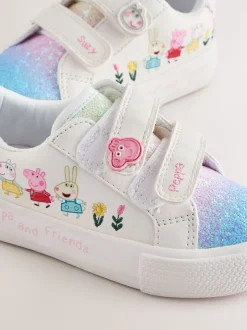 White Wide Fit (G) Peppa Pig Chunky Trainers with Touch Fastening