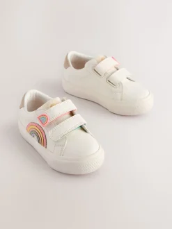 White Wide Fit (G) Touch Fasten Trainers