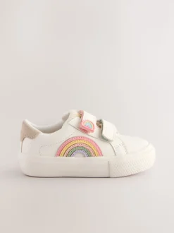 White Wide Fit (G) Touch Fasten Trainers