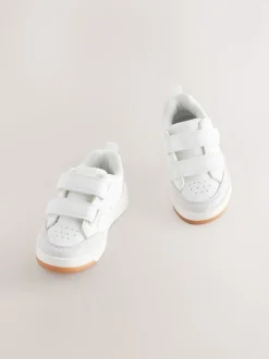 White Wide Fit (G) Touch Fastening Two Strap Trainers