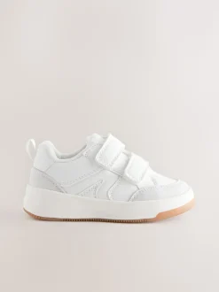 White Wide Fit (G) Touch Fastening Two Strap Trainers