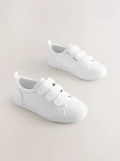 White Wide Fit (G) Touch Fastening Smart Casual Trainers