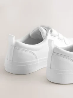 White Wide Fit (G) Touch Fastening Smart Casual Trainers