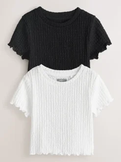 White/Black Textured Tops 2 Pack (3-16yrs)