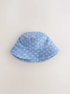 White/Blue Baby Bucket Hats 2 Pack (0mths-2yrs)