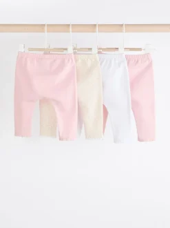 White/Pink Baby Leggings 4 Pack (0mths-2yrs)