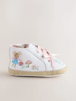 White/Pink Character Baby High Top Trainers (0-24mths)