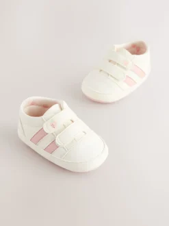 White/Pink Touch Fasten Baby Trainers (0-24mths)