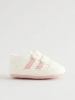 White/Pink Touch Fasten Baby Trainers (0-24mths)