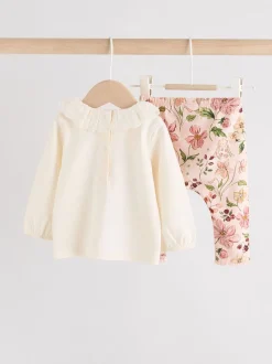 White/Pink/Bunny/Floral Baby Long Sleeve Top and Leggings Set (0mths-2yrs)