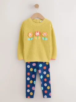 Yellow Floral Character Jumper and Leggings Set (3mths-7yrs)