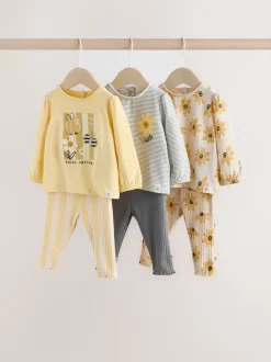 Yellow Flower/ Stripe Long Sleeve Top And Leggings Set 6 Piece (0mths-3yrs)