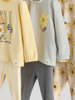 Yellow Flower/ Stripe Long Sleeve Top And Leggings Set 6 Piece (0mths-3yrs)