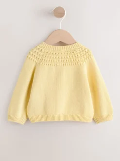 Yellow Heart Pocket Button Through Baby Cardigan (0mths-2yrs)