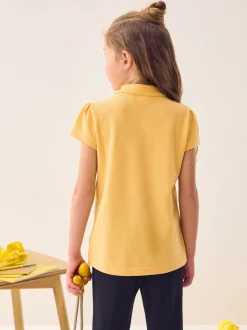Yellow Regular Fit 2 Pack 100% Cotton Short Sleeve Polo Shirts (3-16yrs)
