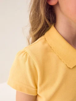 Yellow Regular Fit 2 Pack 100% Cotton Short Sleeve Polo Shirts (3-16yrs)