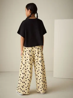 Yellow Spot Wide Leg Textured Trousers (3-16yrs)