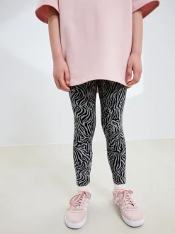 Zebra Grey Animal Print Leggings (3-16yrs)