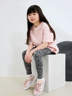 Zebra Grey Animal Print Leggings (3-16yrs)
